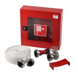 Cutie hidrant Minibox cu geam, suport simplu pentru furtun si yala – buc RAL 3000 – ( 500x500x140 ) – IMPORT, fara accesorii