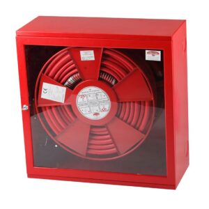 Cutie hidrant ​FURTUN SEMIRIGID – D-25 PVC​ cu geam – ( 650x650x260 )​ – ​ECHIPATA​ ( tambur rabatabil, furtun semirigid D-25 din PVC de 30 ml, teava de refulare si robinet hidrant ) – IMPORT – AVIZ C.E.