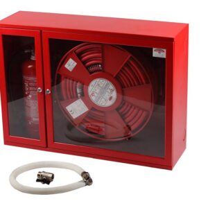 Cutie hidrant ​FURTUN SEMIRIGID – D-25 TEXTURAT ALB​ cu geam si ​locas lateral ​pentru stingator -​( 650x900x260)​ – ​ECHIPATA ( tambur rabatabil, furtun semirigid D-25 cu exterior texturat alb de 30 ml, teava de refulare si robinet hidrant ) – ​IMPORT – AVIZ C.E.