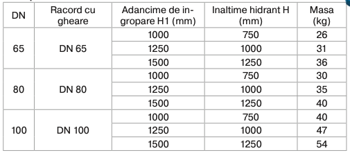 Hidrant subteran DN 100, PN 16, A.I. = 1.00 ml, L.H.= 0.75 ml, Coloana FD - Image 2
